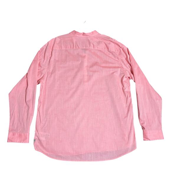 Guess Men's Regular Fit Popover Logan Henley Shirt Pink 100% Cotton Size XXL - Picture 2 of 9